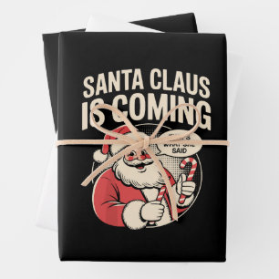 Santa Claus kommt Sie sagte Lustige Weihnachten Xm Geschenkpapier Set