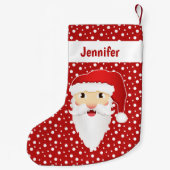 Santa Claus Kopf mit personalisierbarem Namen rot Kleiner Weihnachtsstrumpf (Rückseite)