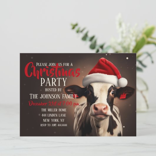 Santa Claus Kuw Weihnachten Einladung (Stehend Vorderseite)