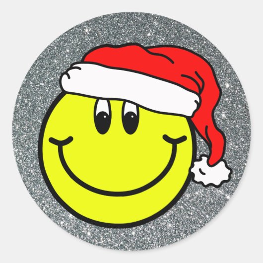 Santa Claus lächelt Emoji Round Sticker ins Gesich (Vorderseite)