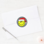 Santa Claus lächelt Emoji Round Sticker ins Gesich (Umschlag)