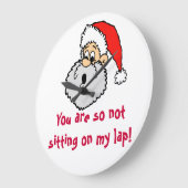 Santa Claus Lap Joke nicht sitzen Große Wanduhr (Winkel)