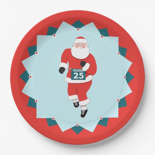 Santa Claus Läufer Pappteller (Vorderseite)
