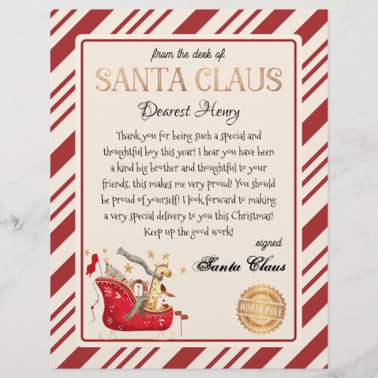 Santa Claus Letter Full Sled Printable (Vorderseite)