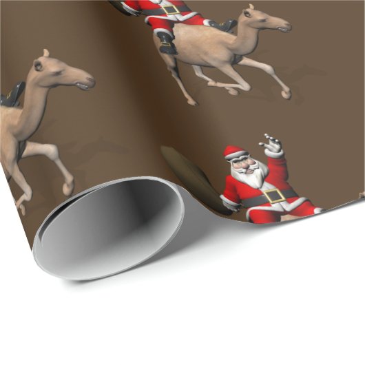 Santa Claus Lieben auf Kameltour Geschenkpapier (Rolleneckpunkt)