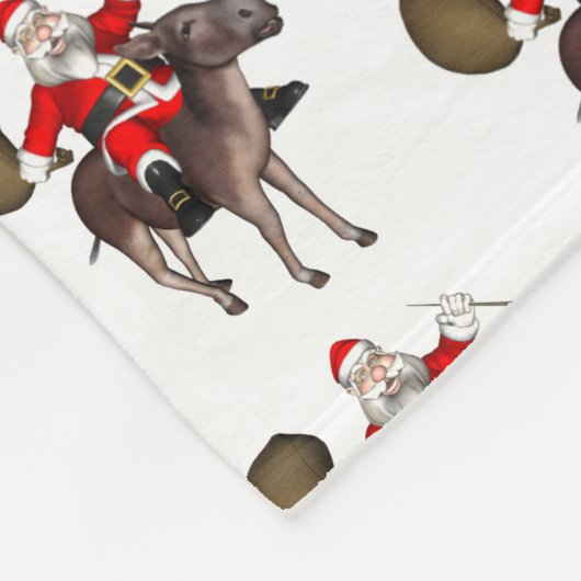 Santa Claus Lieben Donkeys Fleecedecke (Ecke)