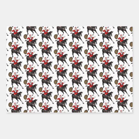 Santa Claus Lieben Pferde Geschenkpapier Set (Vorderseite 3)