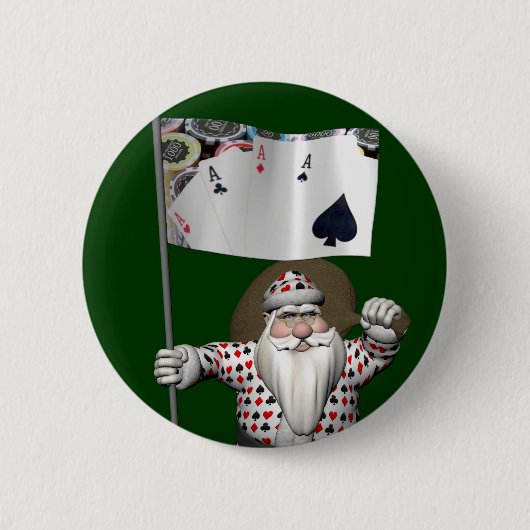 Santa Claus Lieben Poker spielen Button (Vorderseite)