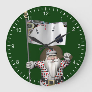 Santa Claus Lieben Poker spielen Große Wanduhr