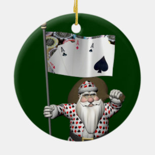 Santa Claus Lieben Poker spielen Keramik Ornament
