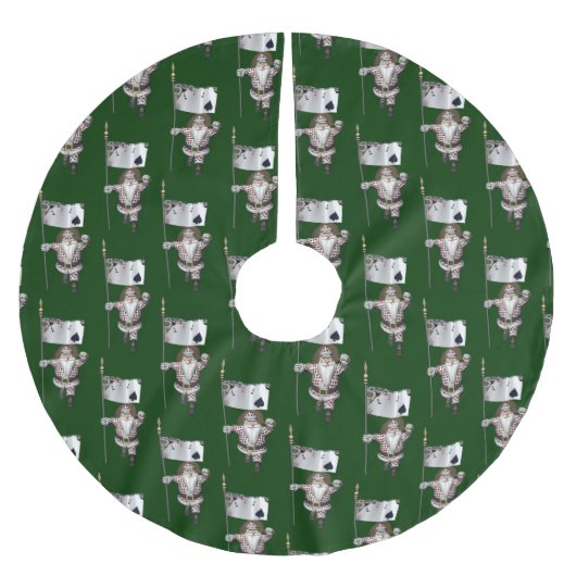 Santa Claus Lieben Poker spielen Polyester Weihnachtsbaumdecke (Vorderseite)