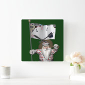 Santa Claus Lieben Poker spielen Quadratische Wanduhr (Zuhause)