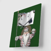 Santa Claus Lieben Poker spielen Quadratische Wanduhr (Winkel)