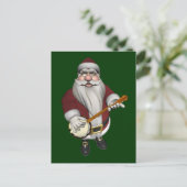 Santa Claus Lieben Sein Banjo Feiertagspostkarte (Stehend Vorderseite)