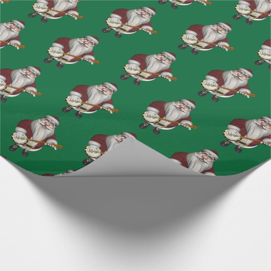 Santa Claus Lieben Sein Banjo Geschenkpapier (Ecke)