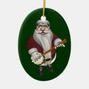 Santa Claus Lieben Sein Banjo Keramik Ornament