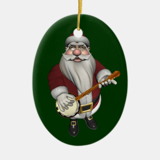 Santa Claus Lieben Sein Banjo Keramik Ornament (Vorne)