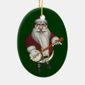 Santa Claus Lieben Sein Banjo Keramik Ornament (Hinten)