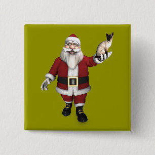 Santa Claus Lieben Siam Katzen Button