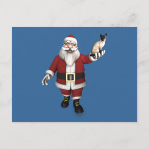 Santa Claus Lieben Siam Katzen Feiertagspostkarte