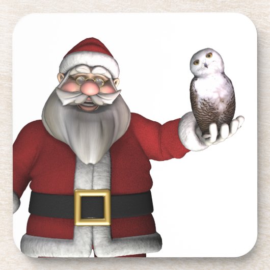 Santa Claus Lieben Snowy Owl Untersetzer (Vorderseite)