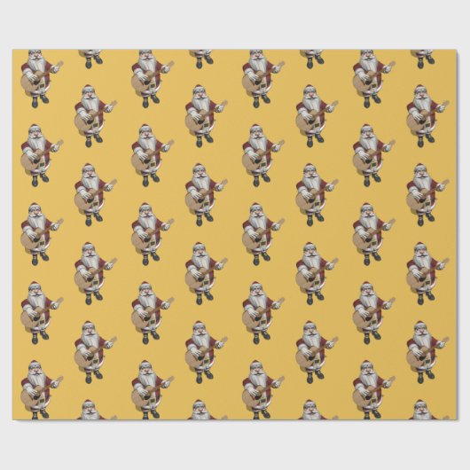 Santa Claus Lieben spielen akustisch Gitarre Geschenkpapier (Flach)