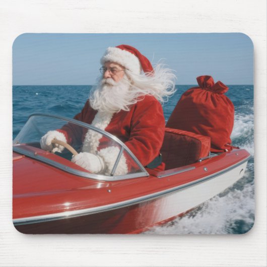 Santa Claus liefert Geschenke per Schnellboot Mousepad (Vorne)