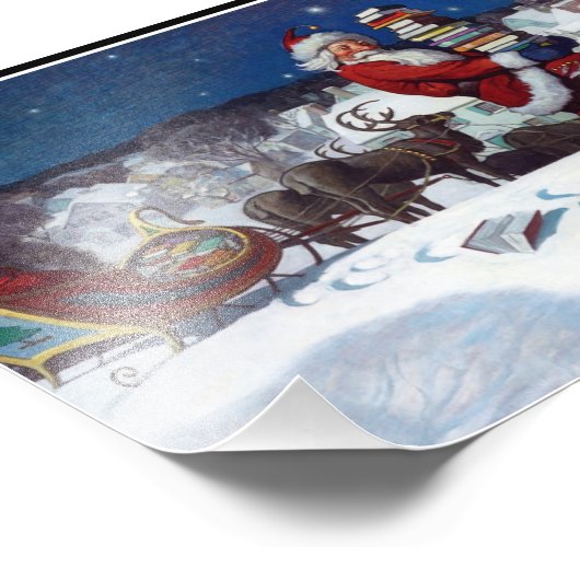 Santa Claus liefert Weihnachtsbücher Fotodruck (Ecke)