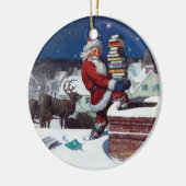 Santa Claus liefert Weihnachtsbücher Keramik Ornament (Links)