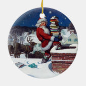 Santa Claus liefert Weihnachtsbücher Keramik Ornament (Hinten)