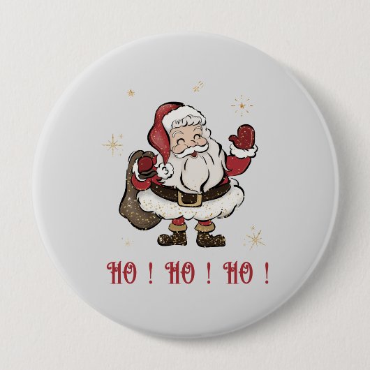 Santa Claus Light Grey Round Button (Vorderseite)