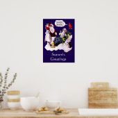 SANTA CLAUS , LITTLE ANGEL & MERLIN Weihnachtsgebä Poster (Küche)