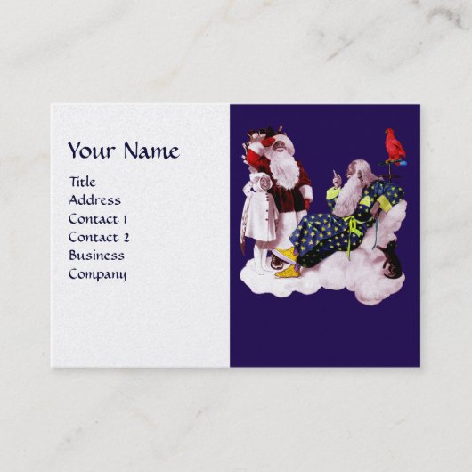 SANTA CLAUS , LITTLE ANGEL & MERLIN Weihnachtsgebä Visitenkarte (Vorderseite)