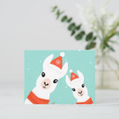 Santa Claus Llamas Postkarte (Stehend Vorderseite)