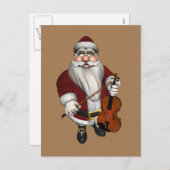 Santa Claus Loves Violins Feiertagspostkarte (Vorne/Hinten)