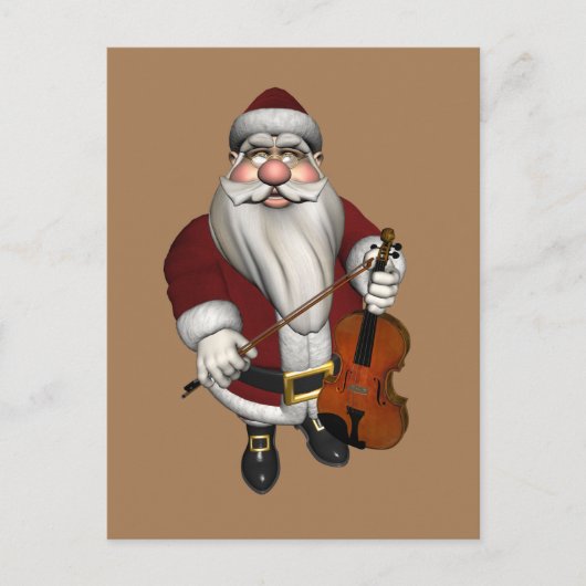 Santa Claus Loves Violins Feiertagspostkarte (Vorderseite)
