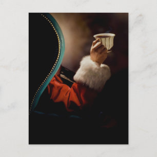 Santa Claus macht am Heiligen Abend Pause Feiertagspostkarte