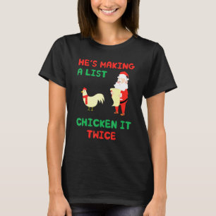 Santa Claus macht zweimal Weihnachten eine Liste v T-Shirt