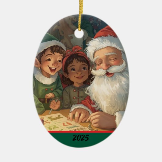 Santa Claus Making a List Ornament (Vorne)