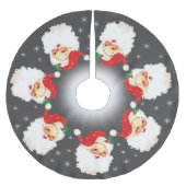 Santa Claus Mandala & Schneeflocken auf Grau Polyester Weihnachtsbaumdecke (Vorderseite)
