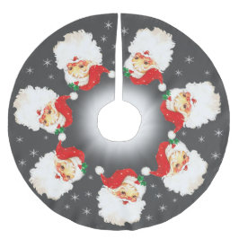 Santa Claus Mandala & Schneeflocken auf Grau Polyester Weihnachtsbaumdecke