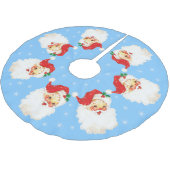 Santa Claus Mandala & Snowflakes auf Light Blue Polyester Weihnachtsbaumdecke (Schrägansicht)