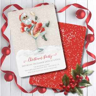Santa Claus Martini Cocktail Weihnachts-Party Einladung