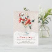 Santa Claus Martini Cocktail Weihnachts-Party Einladung (Stehend Vorderseite)