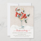 Santa Claus Martini Cocktail Weihnachts-Party Einladung (Vorderseite)