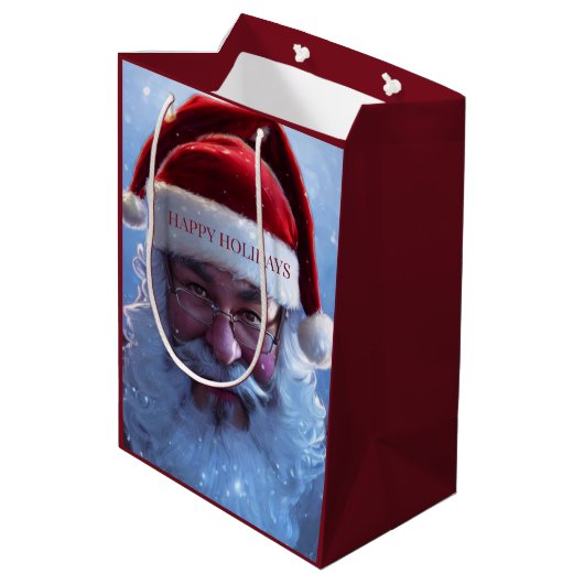 Santa Claus Medium Geschenktasche Mittlere Geschenktüte (Rückseite Schrägansicht)