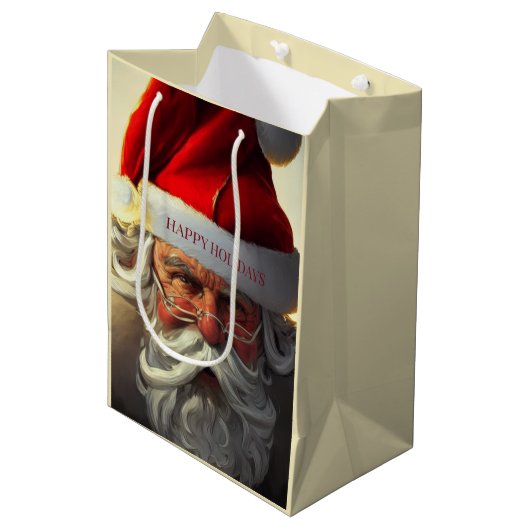 Santa Claus Medium Geschenktasche Mittlere Geschenktüte (Vorderseite Schrägansicht)