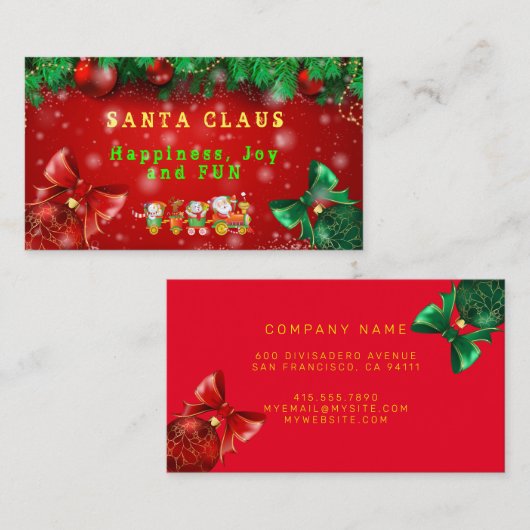 Santa Claus Merry Christmas Business Card Visitenkarte (Vorne/Hinten)