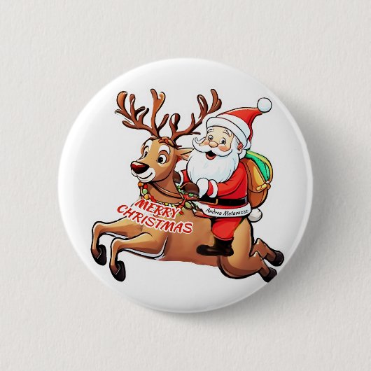 Santa Claus Merry Christmas Button (Vorderseite)
