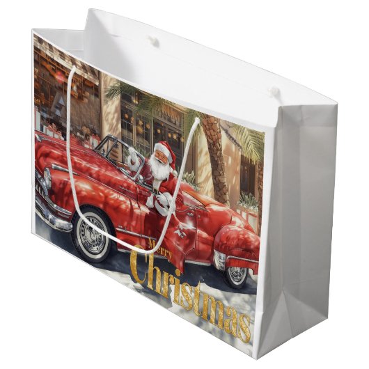 Santa Claus Merry Christmas from California Große Geschenktüte (Vorderseite Schrägansicht)